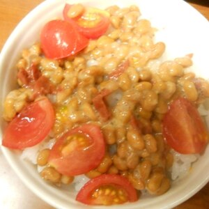 納豆の食べ方-梅トマト♪